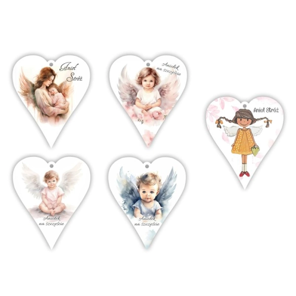 Zawieszka serce z aniołem MIX WZORÓW